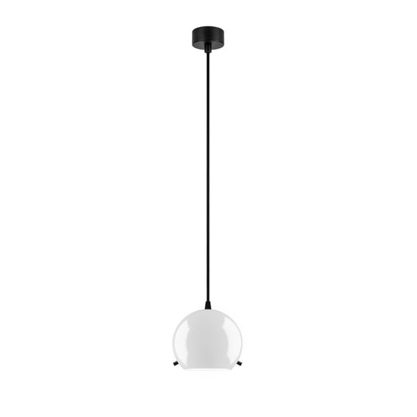 Biała lampa wisząca z połyskiem z czarnym kablem Sotto Luce Myoo