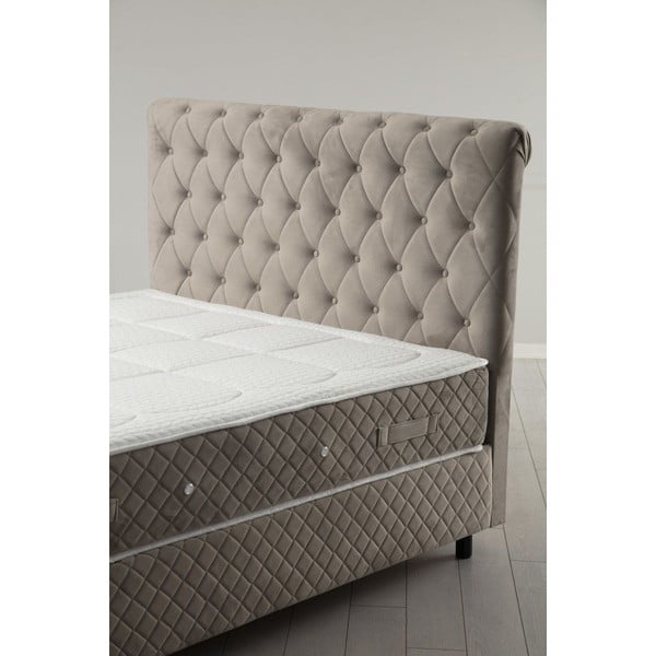 Beżowe łóżko boxspring ze schowkiem 140x200 cm Sonata – Kalune Design-image-1