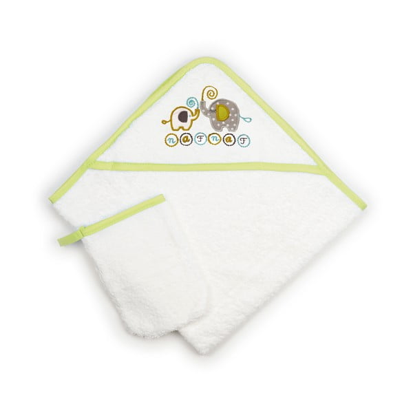 Zestaw ręcznika dziecięcego i rękawicy do kąpieli Naf Naf Elephant, 75x75 cm