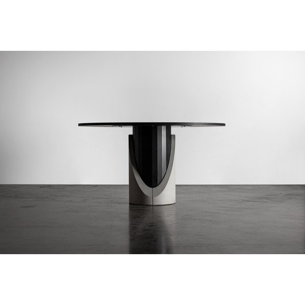 Okrągły stół z blatem w dekorze dębu 140x140 cm Sharp – Lyon Béton-image-3