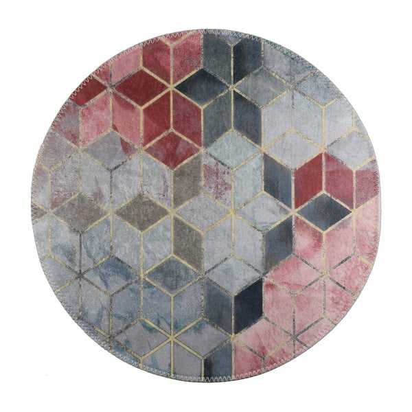 Różowo-jasnoszary okrągły dywan odpowiedni do prania ø 120 cm – Vitaus