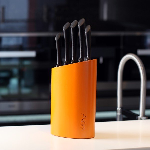 Pomarańczowy blok z 5 nożami Vialli Design-image-1