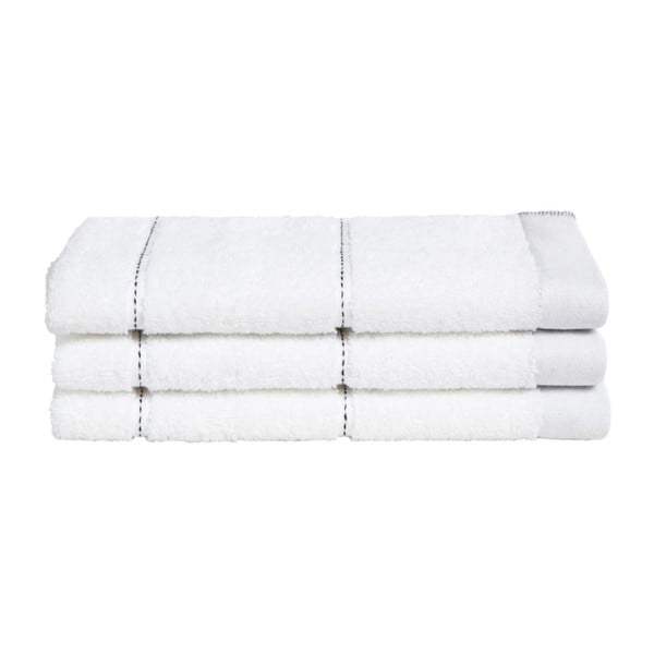 Zestaw 3 białych ręczników z organicznej bawełny Seahorse, 30x50 cm