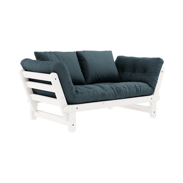 Sofa rozkładana z niebieskozielonym pokryciem Karup Design Beat White/Petrol Blue-image-1