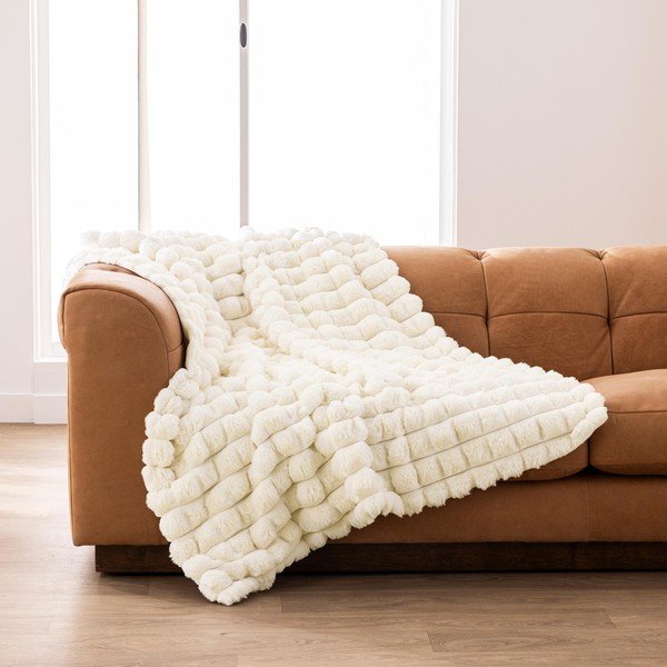 Kremowy koc z mikropluszu/ze sztucznego futra 180x220 cm Igloo – douceur d'intérieur-image-2