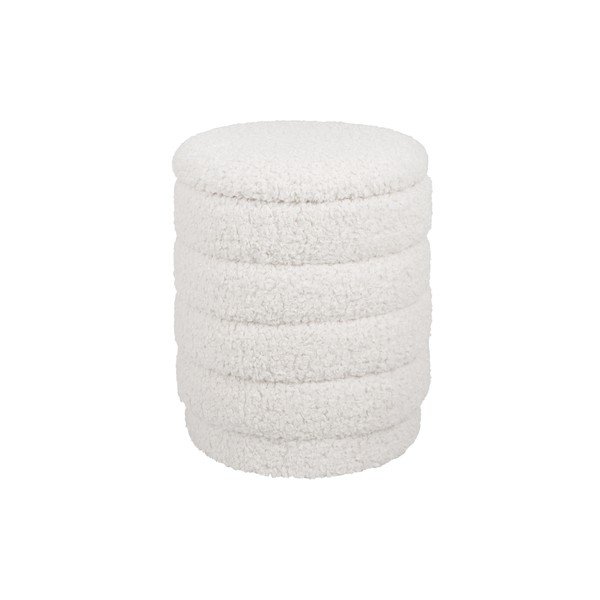 Biały okrągły puf ze schowkiem Leitmotiv Cuddly-image-2