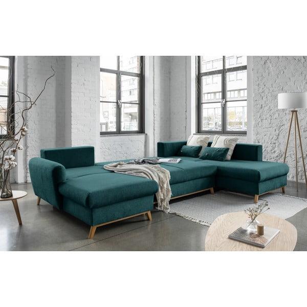 Turkusowa rozkładana sofa w kształcie litery "U" Miuform Scandic Lagom, prawostronna-image-4