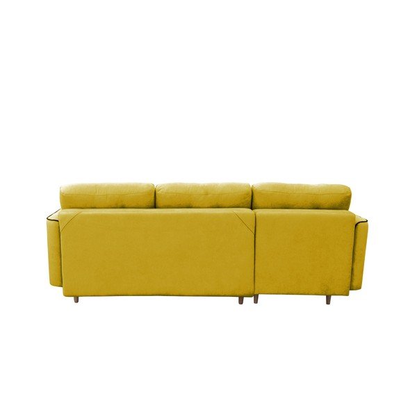 Musztardowy narożnik rozkładany lewostronny z jasnymi nogami Mazzini Sofas Ladybird-image-1