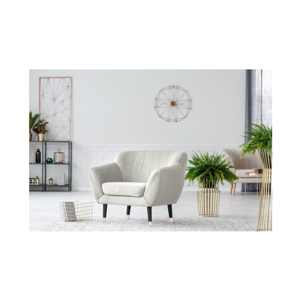 Kremowy fotel z czarnymi nogami Mazzini Sofas Benito-image-2