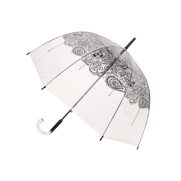 Przezroczysty parasol odporny na wiatr Ambiance Black Paisley, ⌀ 85 cm