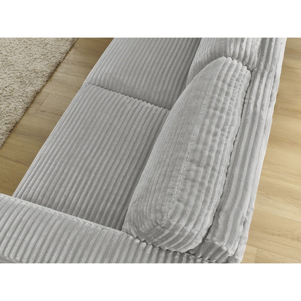 Jasnoszara sztruksowa rozkładana sofa do spania 220 cm Hugo – Bobochic Paris (zdjęcie 8)