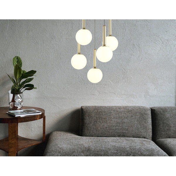 Lampa wisząca w kolorze złota ze szklanym kloszem ø 34 cm One – Squid Lighting-image-1