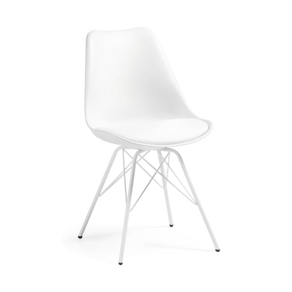 Białe
  krzesło z metalowymi nogami La Forma Lars 