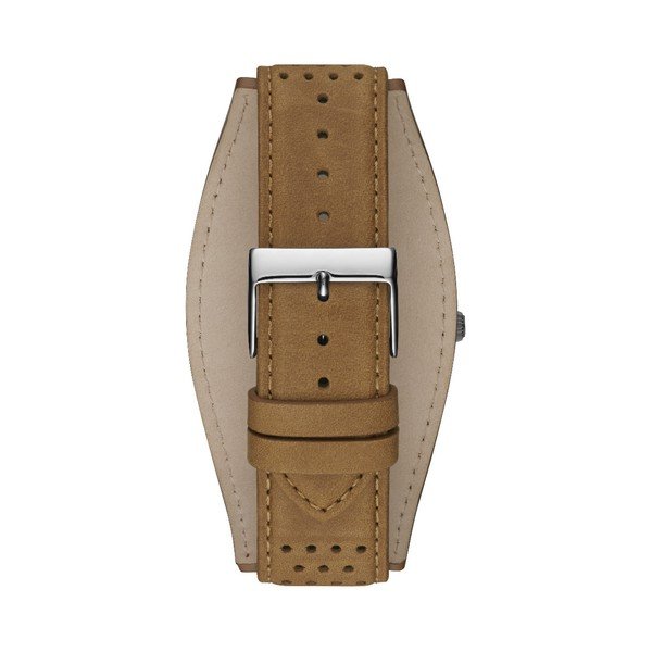 Zegarek męski z paskiem ze skóry w brązowym kolorze Guess W1243G1-image-1
