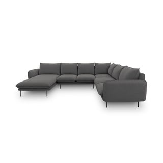 Ciemnoszara sofa w kształcie litery U Cosmopolitan Design Vienna, prawostronna