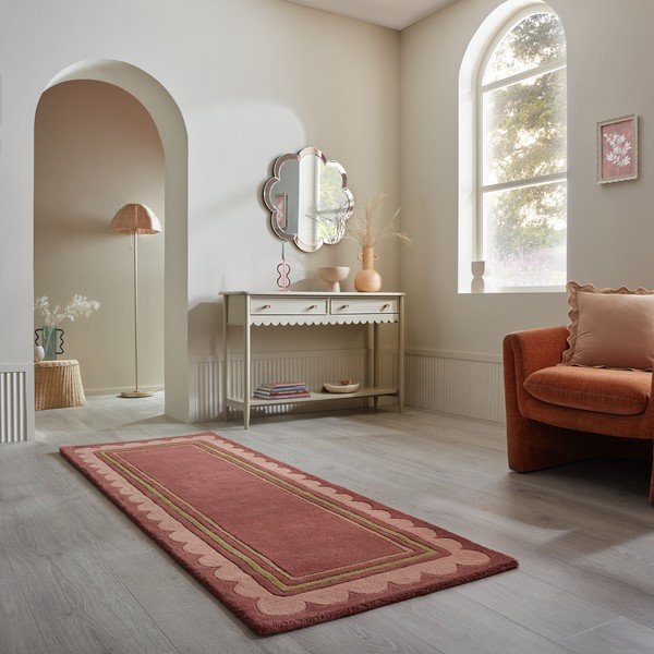 Bordowy wełniany chodnik tkany ręcznie 80x230 cm Lois – Flair Rugs-image-1