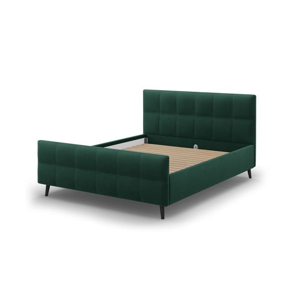 Zielone tapicerowane łóżko dwuosobowe ze stelażem 180x200 cm Gigi – Micadoni Home