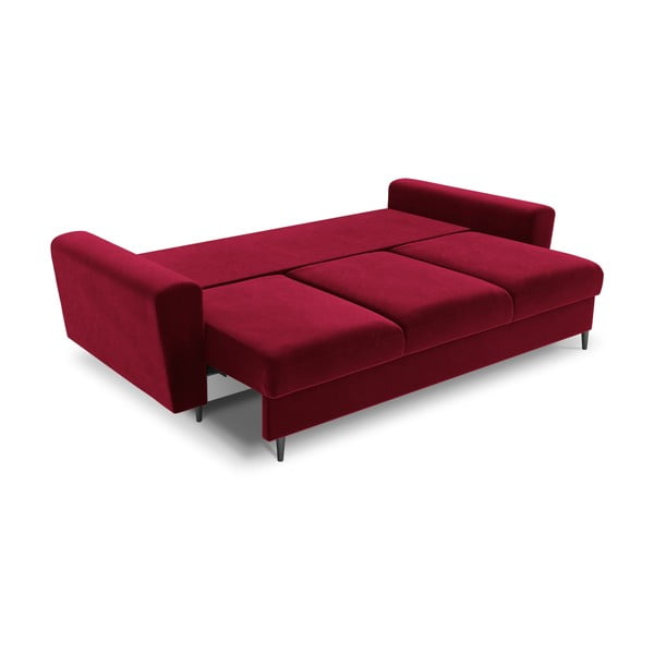 Czerwona aksamitna rozkładana sofa ze schowkiem 235 cm Kyoto – Cosmopolitan Design-image-2