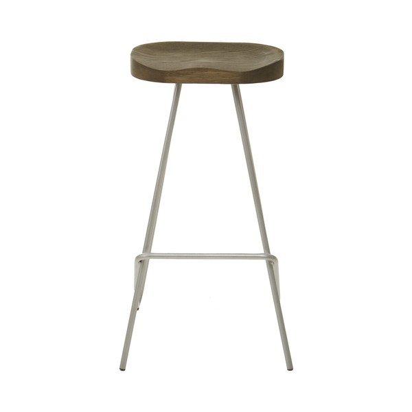 Hoker z litego drewna wiązu w kolorze srebra/w naturalnym kolorze (wysokość siedziska 78 cm) District – Premier Housewares-image-2