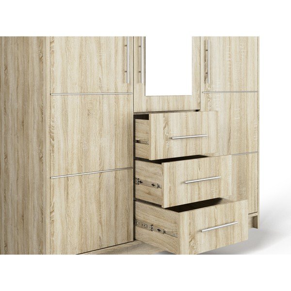 Szafa w dekorze dębu z lustrem 147x200 cm Derry – Cosmopolitan Design-image-4