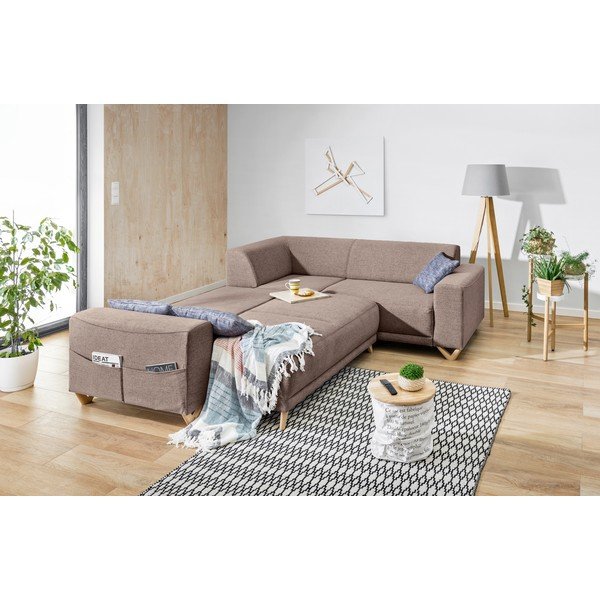 Brązowy rozkładany/ze schowkiem narożnik (prawostronny/w kształcie litery L) Classy Sophie – Miuform-image-4