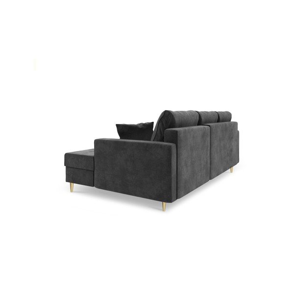 Ciemnoszara sofa rozkładana ze schowkiem Mazzini Sofas Muguet, lewostronna-image-3
