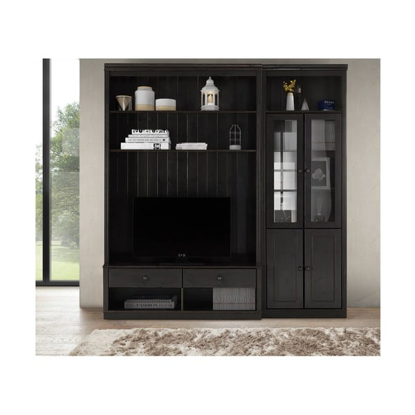 Brązowy zestaw pod TV z litego drewna sosnowego 214x223 cm Anita – Støraa-image-1