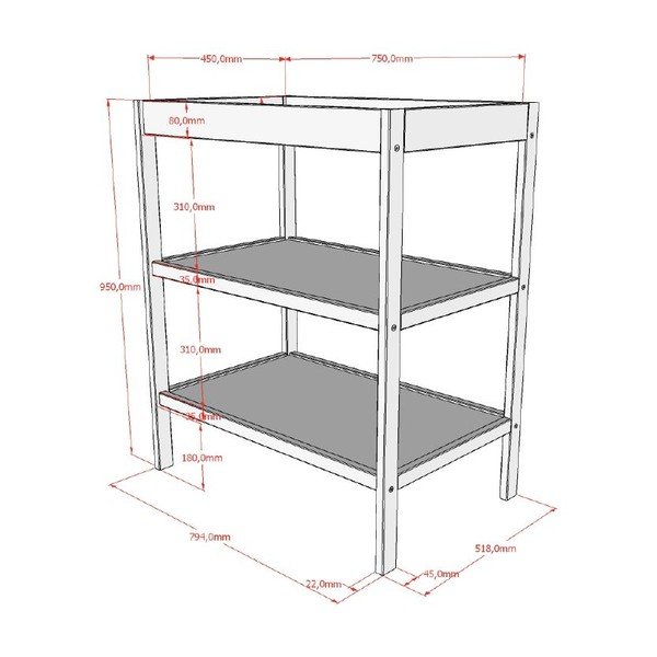 Brązowy przewijak z litego drewna bukowego Dino – Vipack-image-2