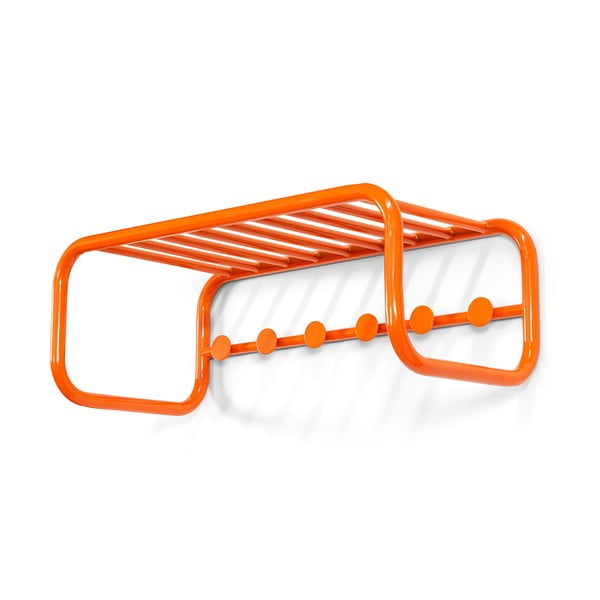 Pomarańczowy metalowy wieszak ścienny z półką 72 cm Retro – Spinder Design-image-2