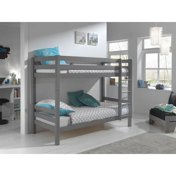Szare piętrowe łóżko dziecięce 90x200 cm PINO – Vipack-image-1