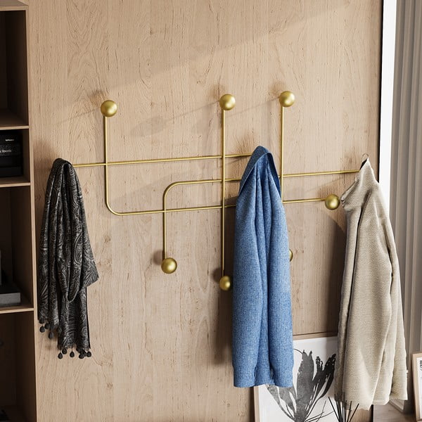 Metalowy wieszak ścienny w kolorze złota Dama – Kalune Design-image-2