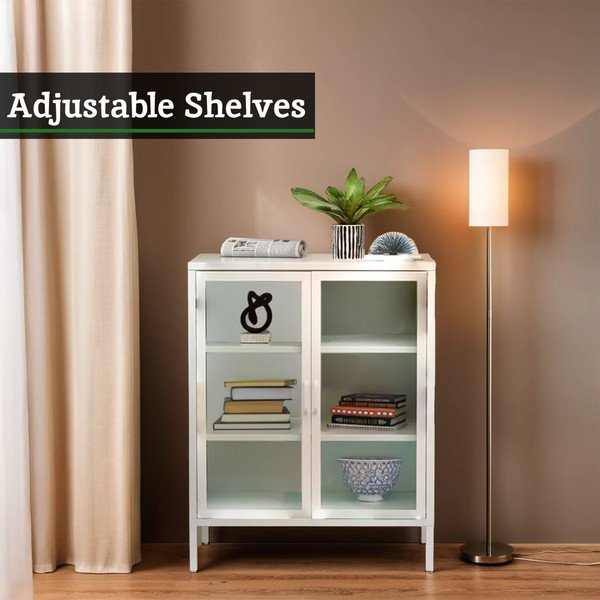 Biała stalowa witryna 80x102x40 cm Acier – Premier Housewares-image-3