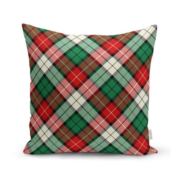 Zielono-czerwona dekoracyjna poszewka na poduszkę Minimalist Cushion Covers Flannel, 35x55 cm