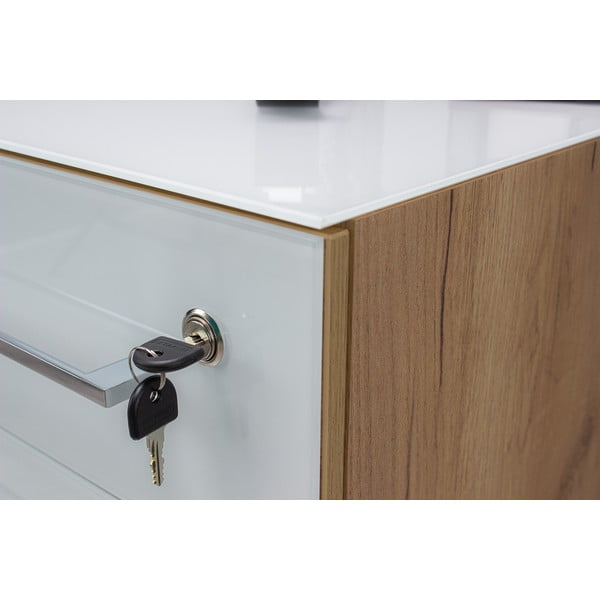 Biała szafka w dekorze dębu 40x55 cm Monteria – Germania-image-1