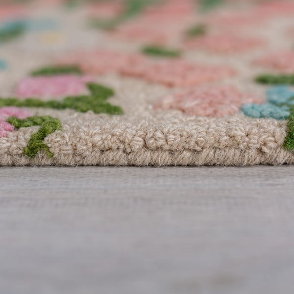 Kremowy wełniany dywan tkany ręcznie 200x290 cm Emilia Floral – Flair Rugs-image-4