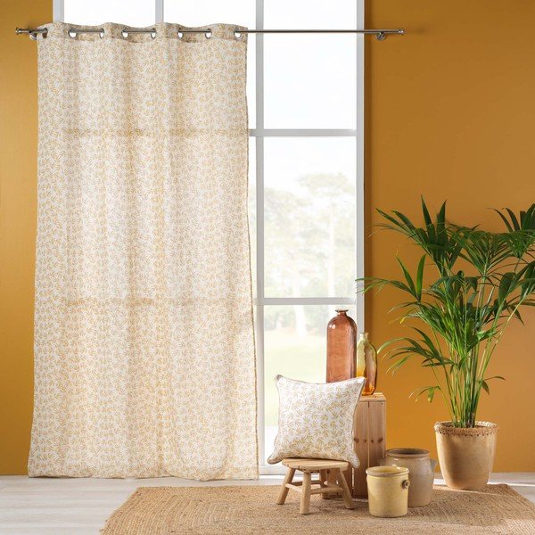 Żółto-biała zasłona 140x240 cm Maddy – douceur d'intérieur-image-2