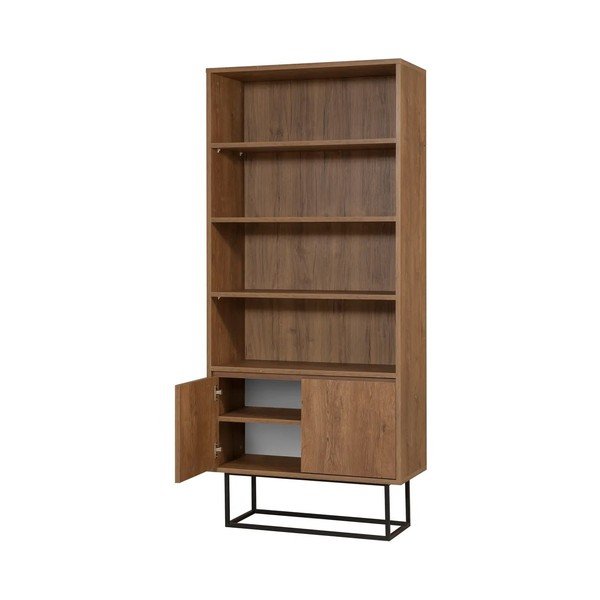 Regał w dekorze orzecha 80x182 cm Rodez – Kalune Design-image-2