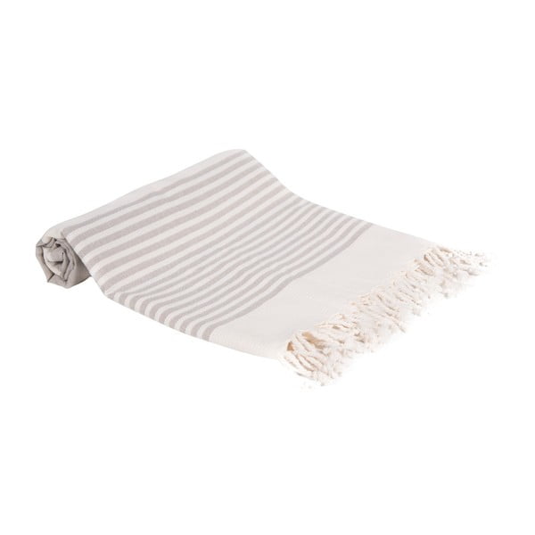 Jasnoszary ręcznik kąpielowy tkany ręcznie Ivy's Pinar, 100x180 cm