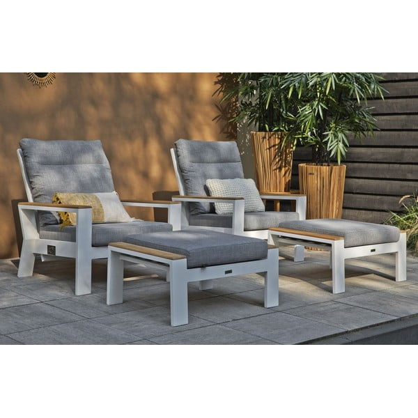 Biało-szary metalowy fotel ogrodowy Valerie – Exotan-image-1