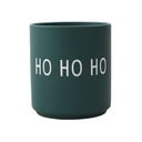 Ciemnozielony porcelanowy kubek Design Letters Favourite Ho Ho Ho