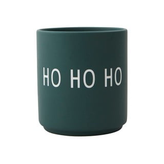 Ciemnozielony porcelanowy kubek Design Letters Favourite Ho Ho Ho