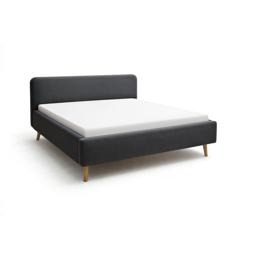 Antracytowe tapicerowane łóżko dwuosobowe bez stelaża 180x200 cm Mattis – Meise Möbel