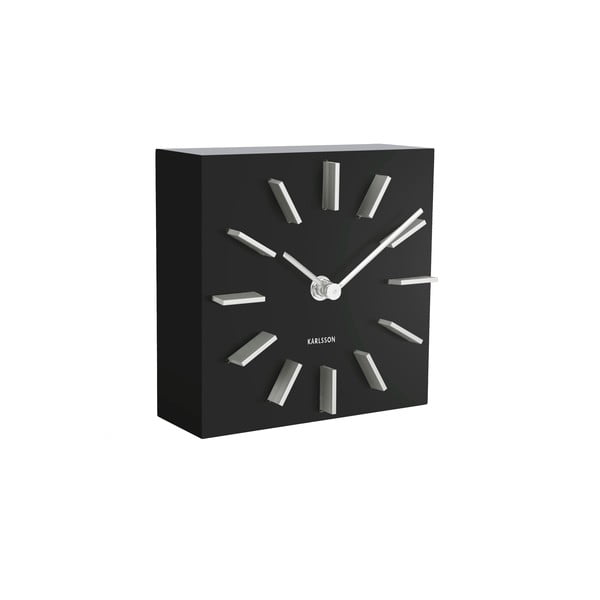 Czarny zegar stołowy Karlsson Discreet, 15x15 cm