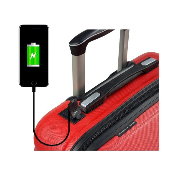 Zestaw 2 czerwonych walizek na kółkach z USB My Valice RESSNO Cabin & Large-image-3