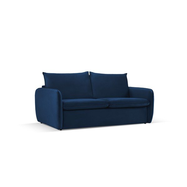 Ciemnoniebieska aksamitna rozkładana sofa 194 cm Vienna – Cosmopolitan Design-image-1