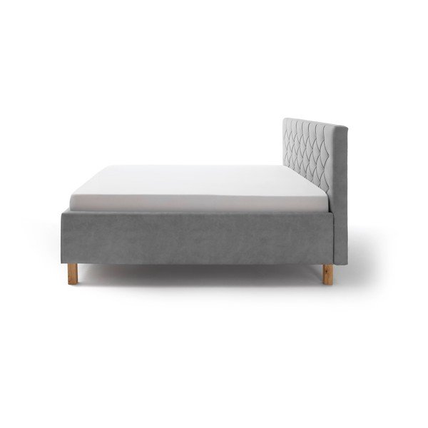 Jasnoszare tapicerowane łóżko dwuosobowe ze schowkiem ze stelażem 160x200 cm San Remo – Meise Möbel-image-3