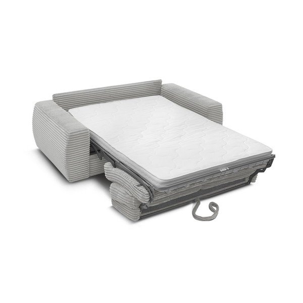 Jasnoszara sztruksowa sofa do spania/rozkładana 240 cm Hugo – Bobochic Paris-image-3