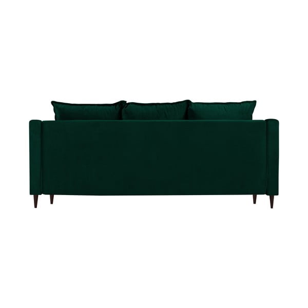 Ciemnozielona aksamitna rozkładana sofa ze schowkiem Mazzini Sofas Freesia, 215 cm-image-3