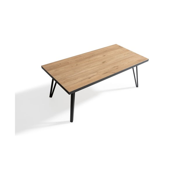 Czarny stolik z blatem w dekorze dębu 60x120 cm Sindi – Marckeric-image-3