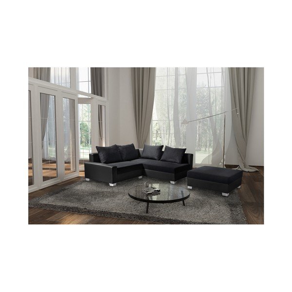 Czarny narożnik lewostronny z dodatkowym modułem INTERIEUR DE FAMILLE PARIS Aventure-image-3